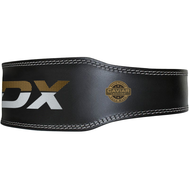 RDX 4 Inch Leather Weightlifting Gym Belt#color_blackgolden