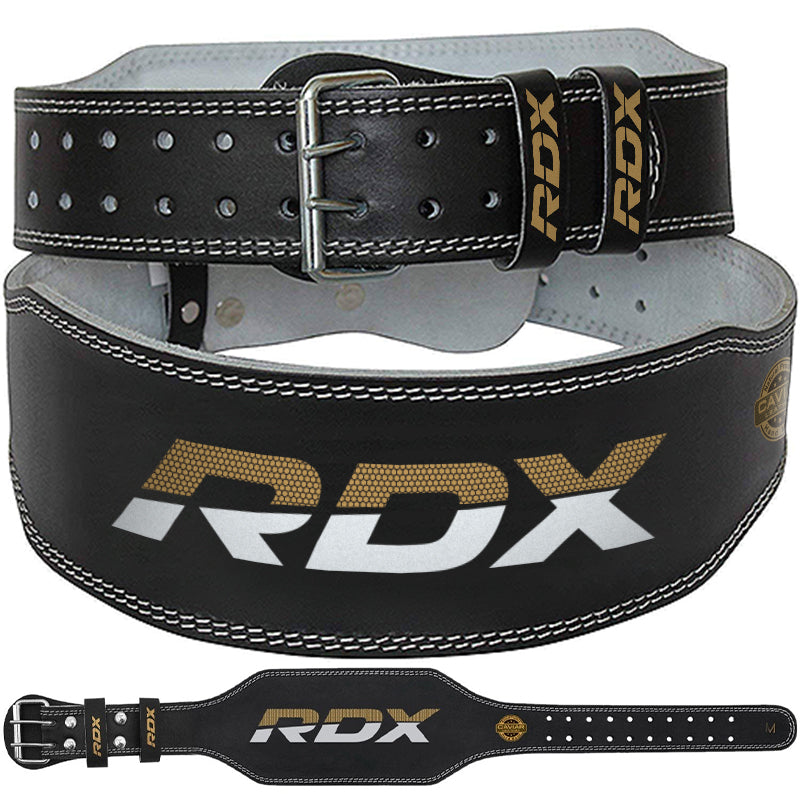 RDX 6R 6 Inch Leather Black Gym Belt#color_blackgolden