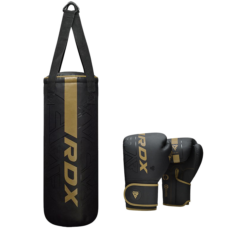 RDX F6 2FT 3-IN-1 KARA Kids Punch Bag & 6OZ Gloves-Black-Filled-6oz#color_golden
