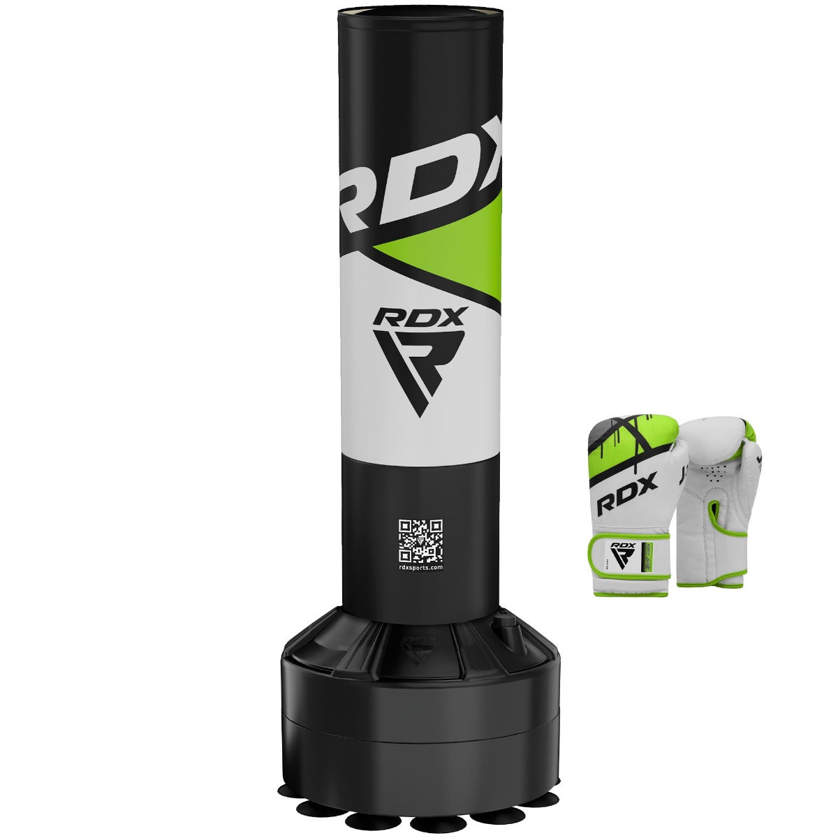 RDX R8 4ft Kids Free Standing Punch Bag Green With Gloves For Training & Workout Set #color_Red
