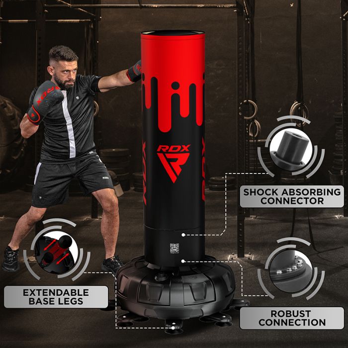 RDX F9 5FT ADULTS FREE STANDING PUNCH BAG WITH BAG MITTS#color_red