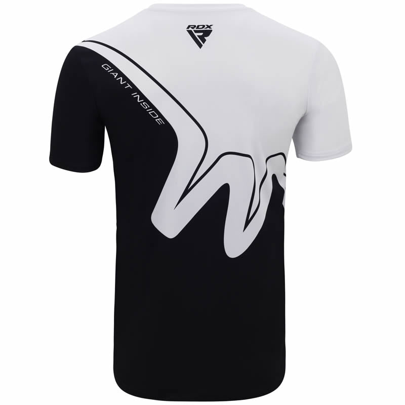 RDX T15 T-Shirt Noir Blanc Ã€ Manches Courtes Pour Le Sport